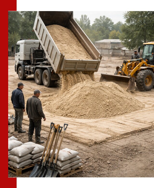 Доставка мытого песка в Ишимбае с самосвалами по выгодной цене