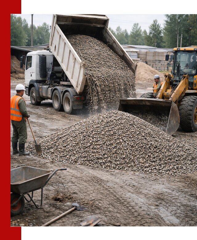 Мытый гравий с доставкой в Ишимбае от карьера до участка