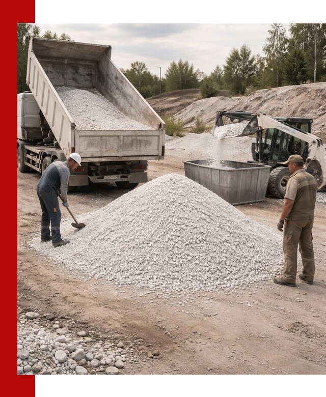 Доставка и продажа белой мраморной крошки в Ишимбае