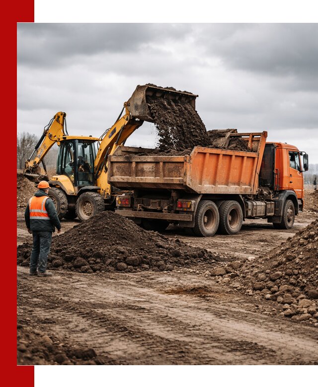 Вывоз грунта и строительного мусора в Ишимбае грузовыми самосвалами