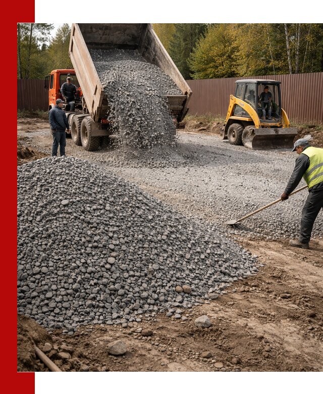 Отсыпка участка щебнем с доставкой и уплотнением в Ишимбае