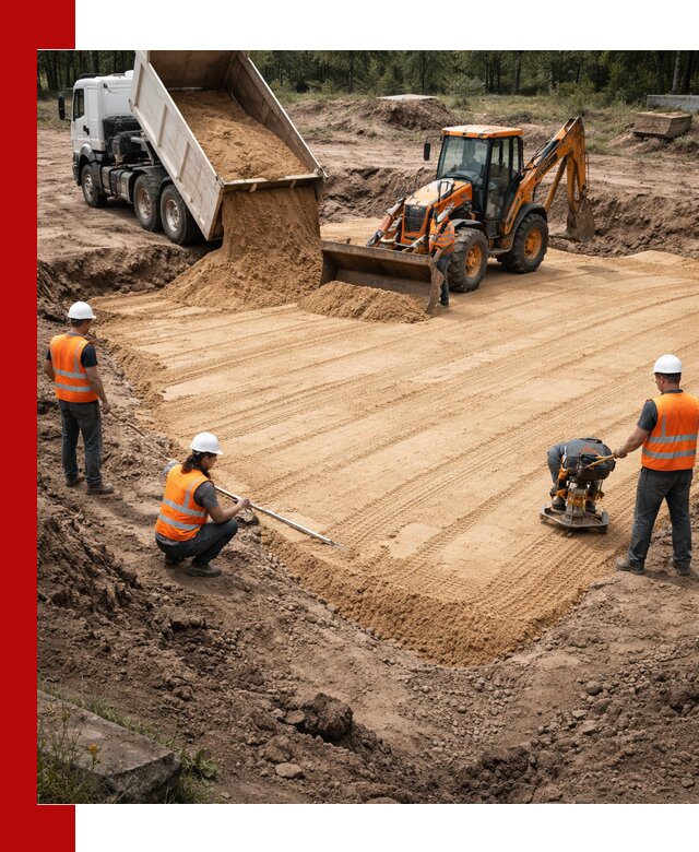 Устройство песчаной подушки для фундаментов и дорог в Ишимбае